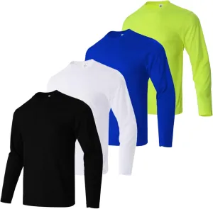 3/5 Pack Men's Long Sleeve Shirts Quick Dry Moisture Wicking Crewneck T-Shirt for Gym Workout Running