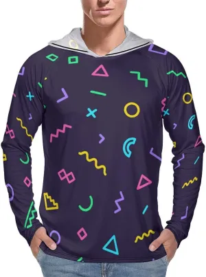 80s Memphis Men's Quick Dry Long Sleeve Shirts UV Sun Protection Moisture Wicking T-Shirt 3XL