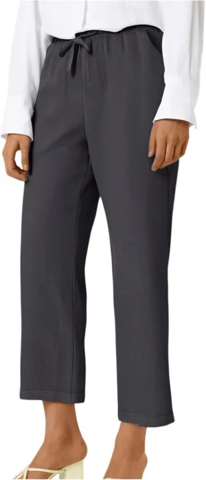 ADHOWBEW Capri Pants for Women Casual Comfy Cotton Summer Trendy Wide Leg Flowy High Waist Lounge Trousers with Pockets