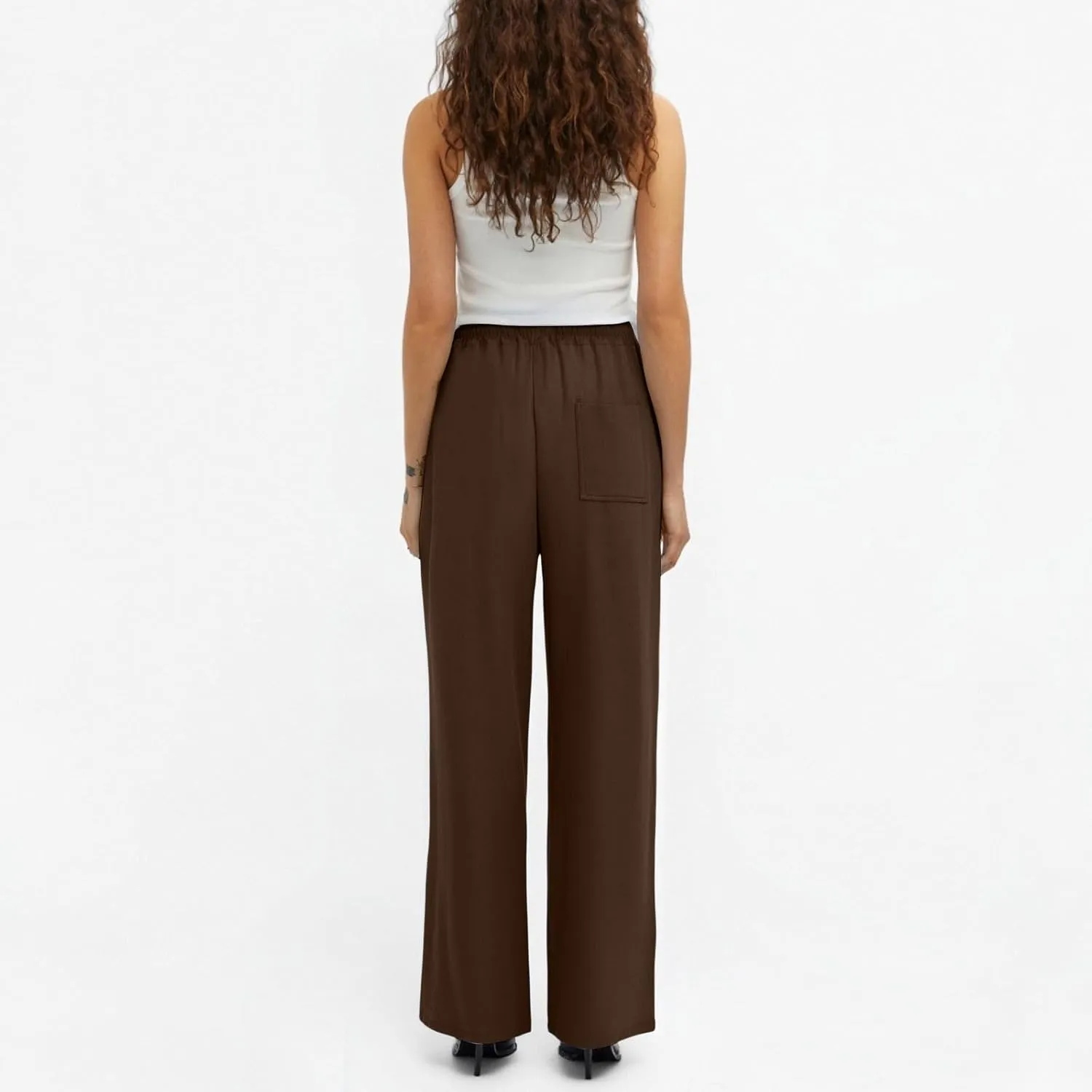 ADHOWBEW Lightweight Capri Pants for Women Casual Cotton Summer Dressy High Waist Drawstring Flowy Slacks with Pockets