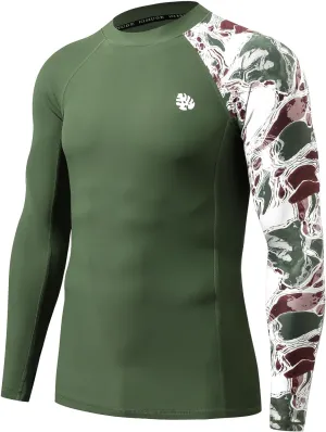 ADOREISM Men's Rash Guard Long Sleeves UPF 50  Sun Protection Compression Swim Shirts for Men