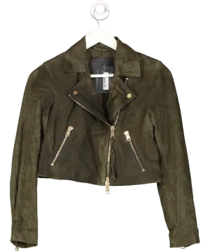AllSaints Green Suede Balfern Biker Jacket UK 6