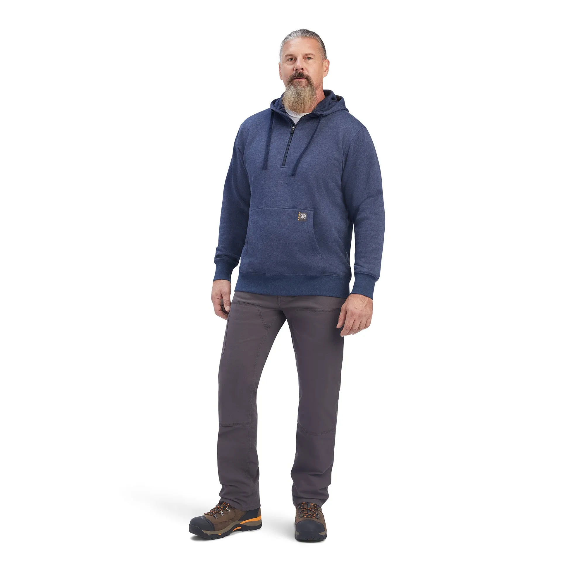 Ariat® Men's Rebar Workman Quarter Zip Navy Heather Hoodie 10041412