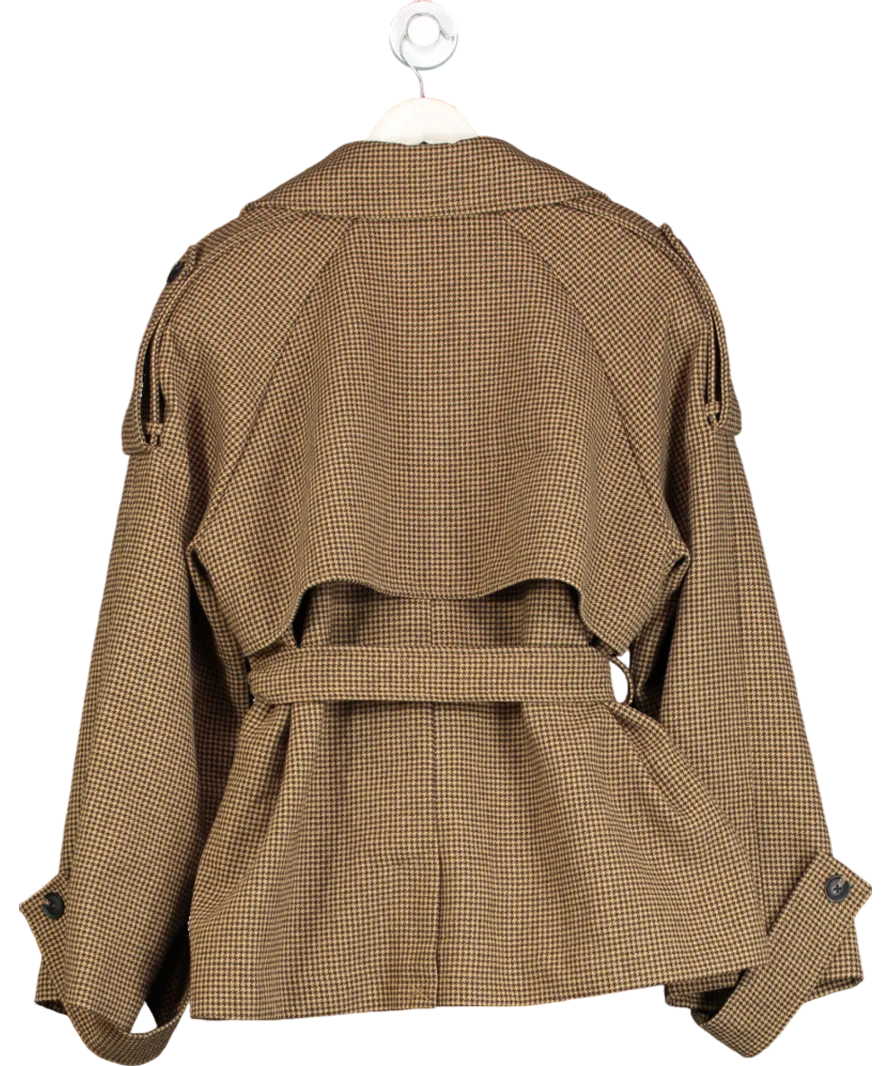 ASOS Design Brown Belted Houndstooth Short  Jacket UK M