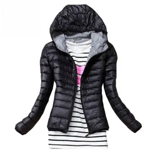 Autumn Winter Women Basic Jacket Coat Hooded
