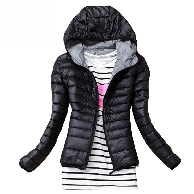 Autumn Winter Women Basic Jacket Coat Hooded