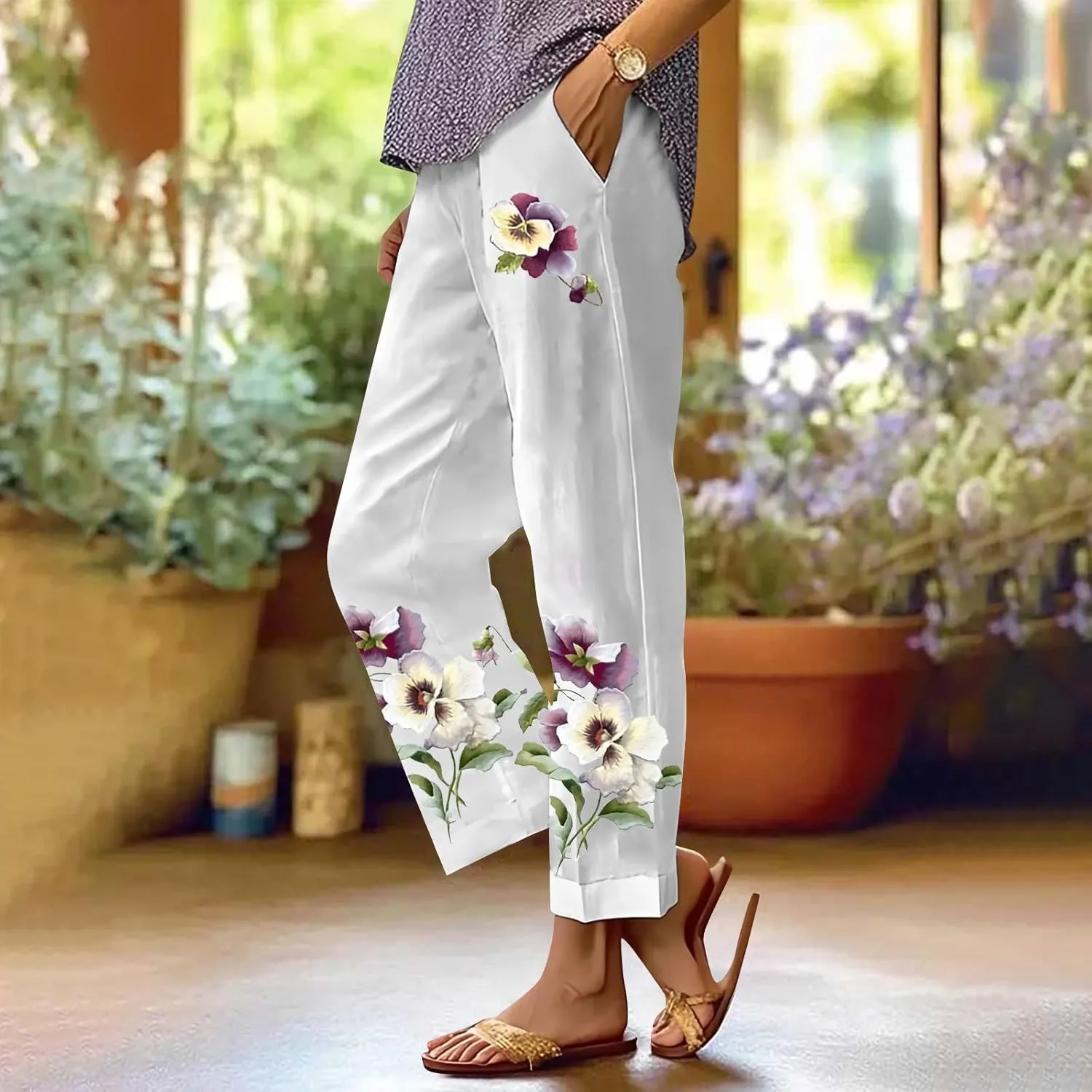 Baggy Linen Pants Women Pockets Spring Cotton Pants Women Summer Womens Palazzo Pants Plus Size