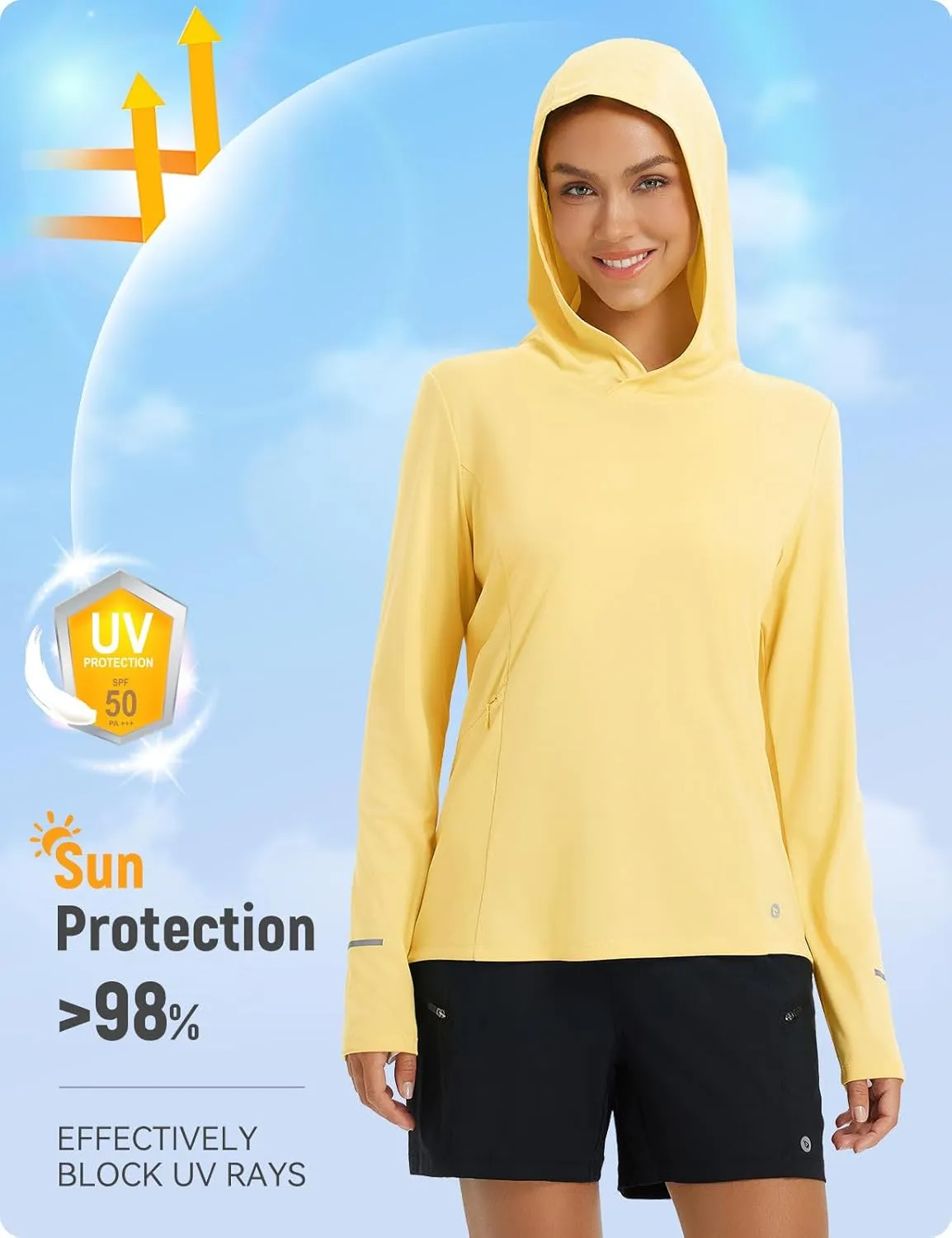 baleaf Women's Sun Shirts UPF 50  Hoodie Long Sleeve Spf UV Shirt Lightweight Quick Dry Hiking Zip Pocket