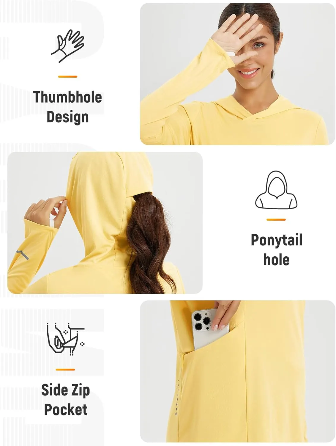 baleaf Women's Sun Shirts UPF 50  Hoodie Long Sleeve Spf UV Shirt Lightweight Quick Dry Hiking Zip Pocket