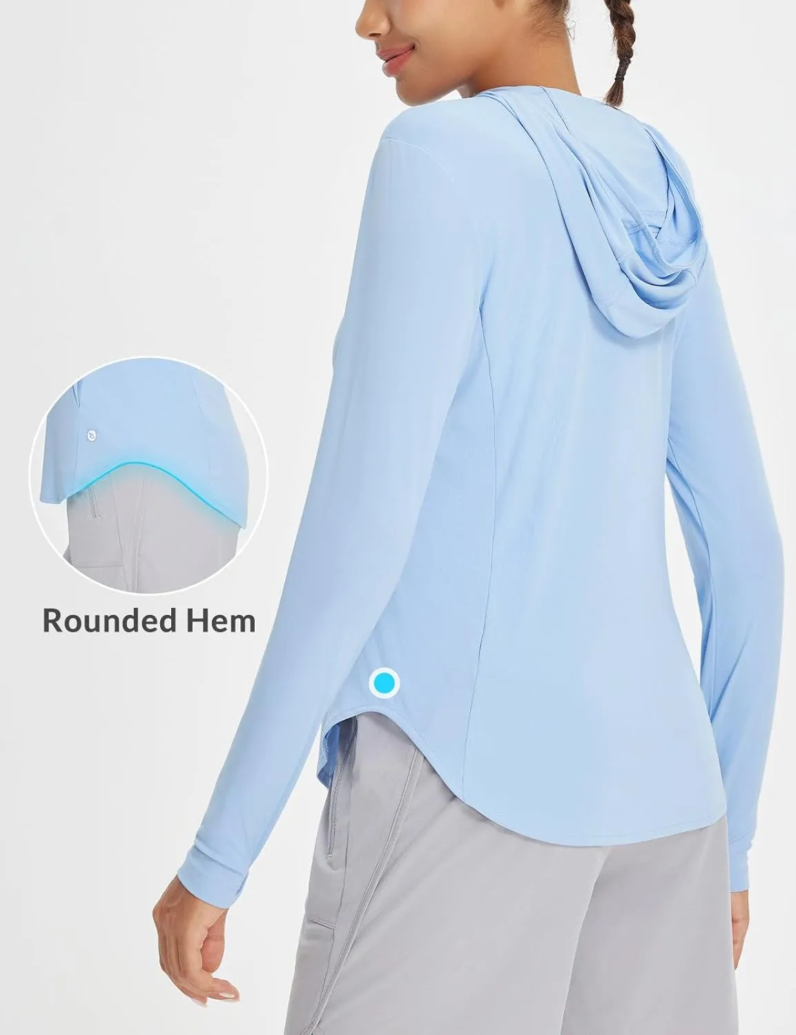 baleaf Women's UPF 50  Sun Shirts UV Protection Hoodie Neck Gaiter SPF Lightweight Clothing for Hiking Fishing Outdoor
