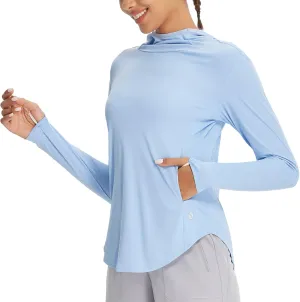 baleaf Women's UPF 50  Sun Shirts UV Protection Hoodie Neck Gaiter SPF Lightweight Clothing for Hiking Fishing Outdoor