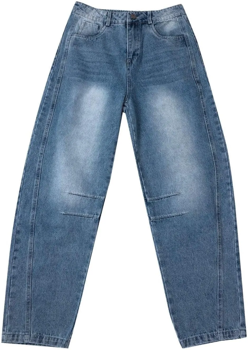 Barrel Jeans Women Petite Length Ankle Wide Leg Pants Y2K Baggy Casual Vintage Boyfriend Mid Rise Harem Denim Pants