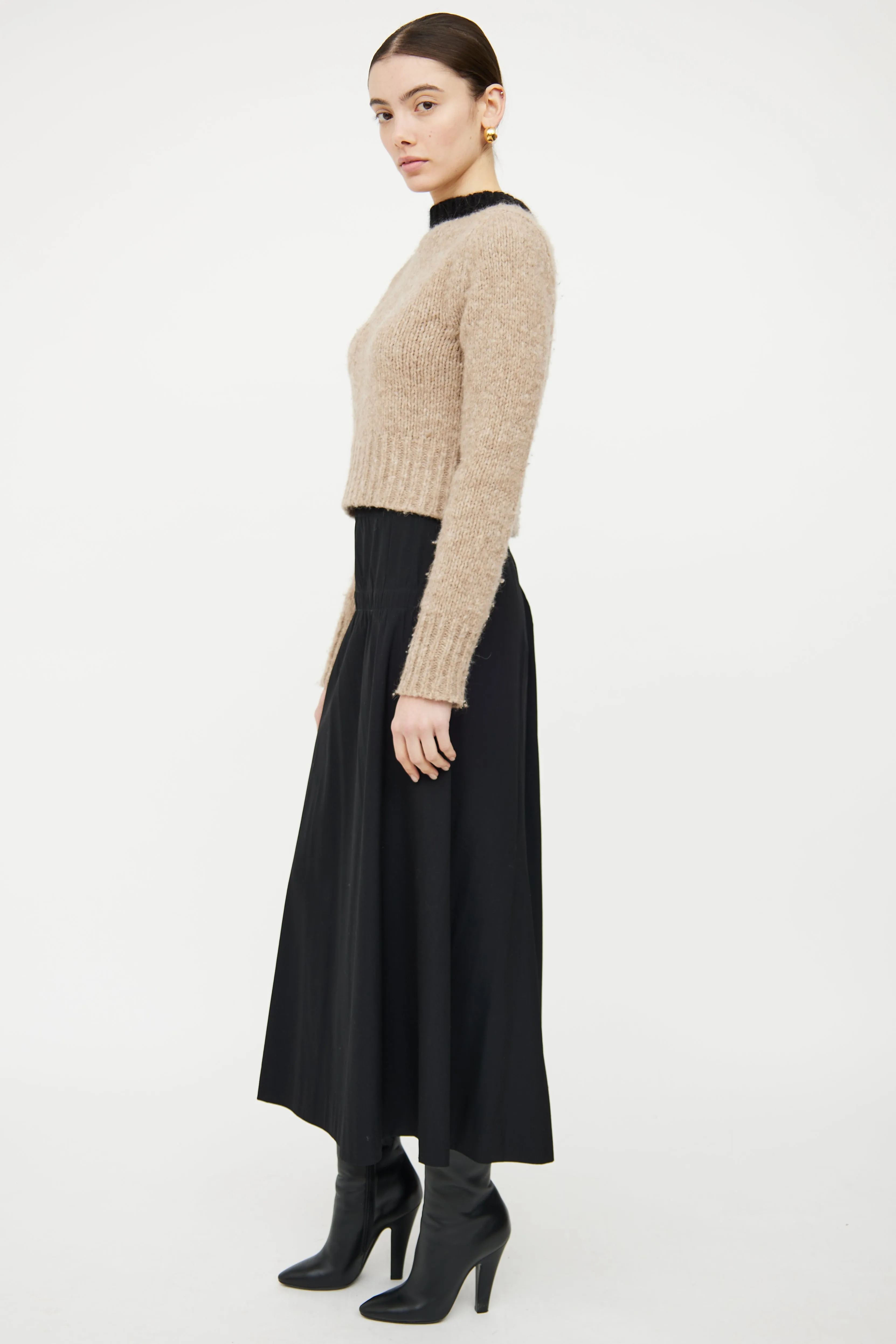 Beige & Black Knit Sweater