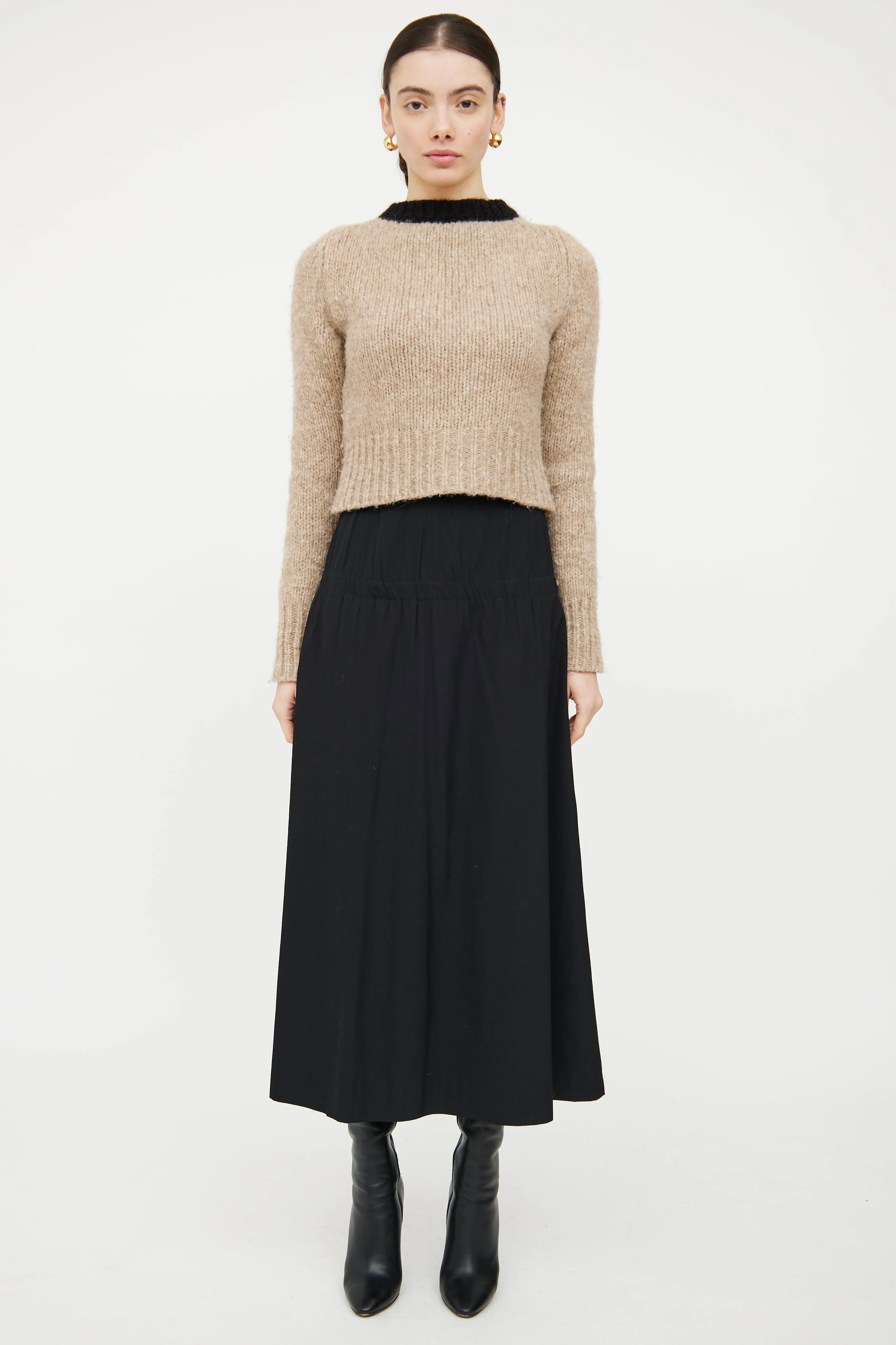 Beige & Black Knit Sweater