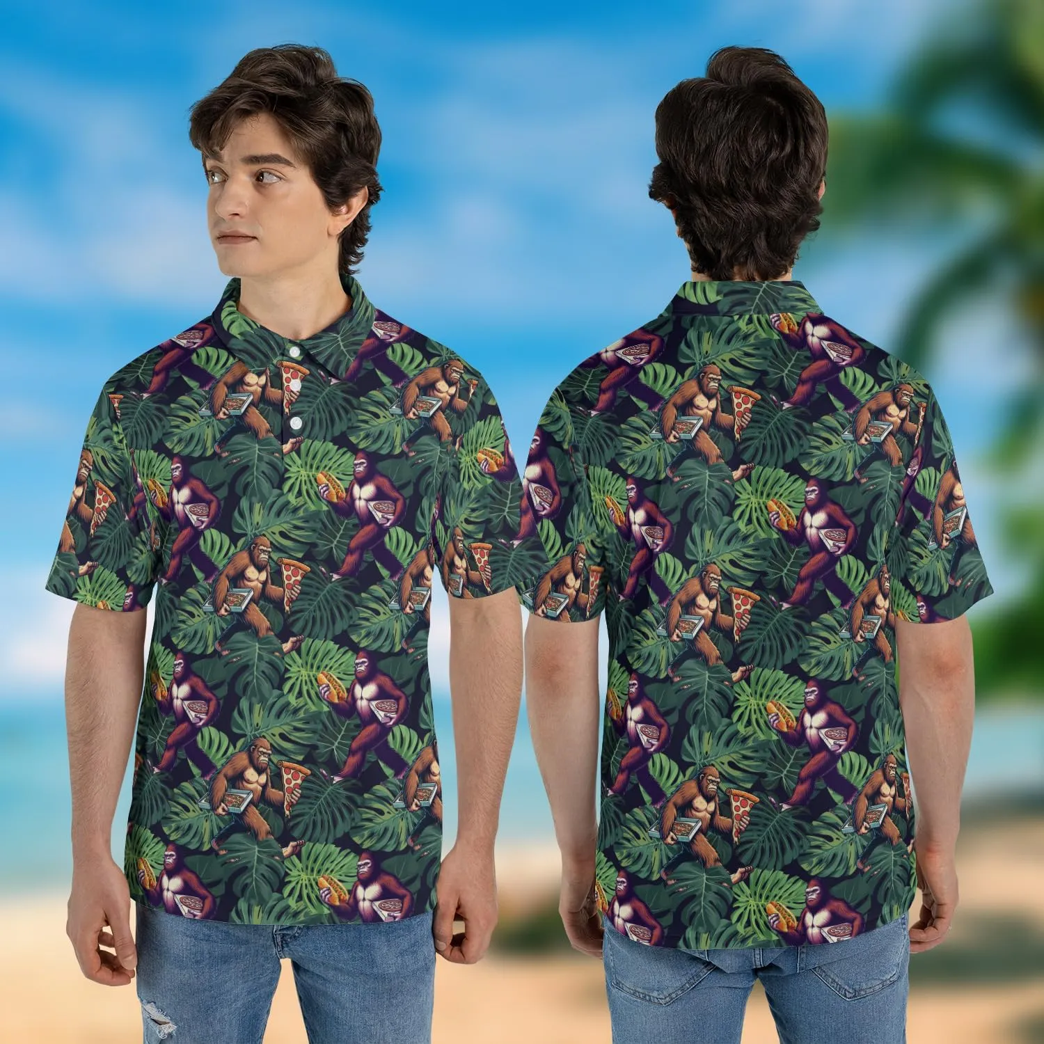 Bigfoot Golf Shirt Men Funny Golf Polos for Men Dry Fit Funny - Golf Polo Shirts Hawaiian Polo Golf Outfits (MP_PL_2)