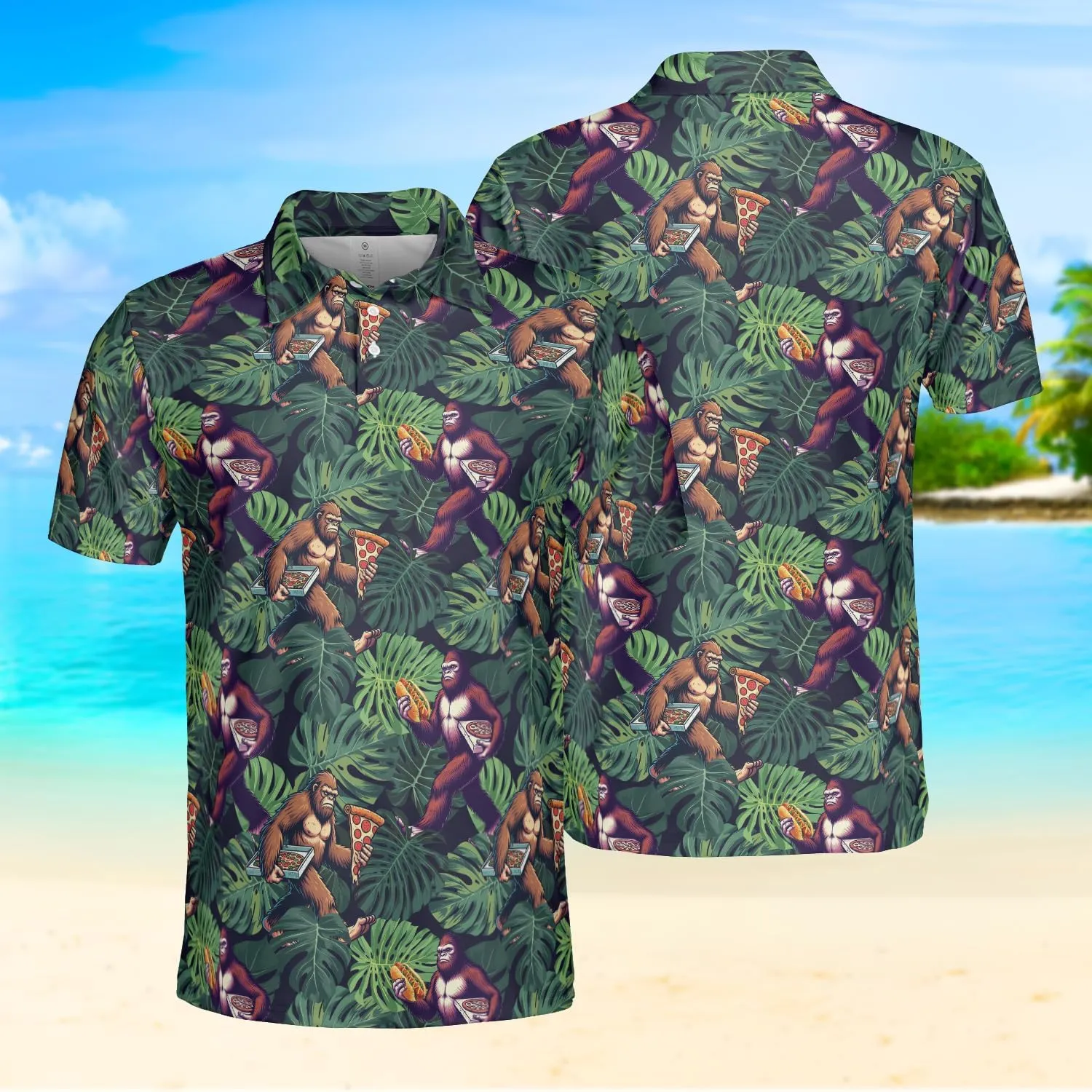 Bigfoot Golf Shirt Men Funny Golf Polos for Men Dry Fit Funny - Golf Polo Shirts Hawaiian Polo Golf Outfits (MP_PL_2)