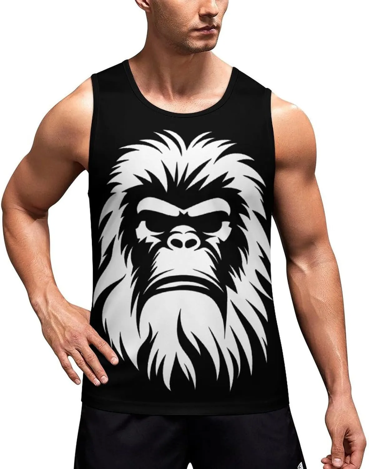 Bigfoot Sasquatch Face Men's Tank Top Sleeveless T-Shirt Pullover Vest Shirts Gym Workout Beach Funny