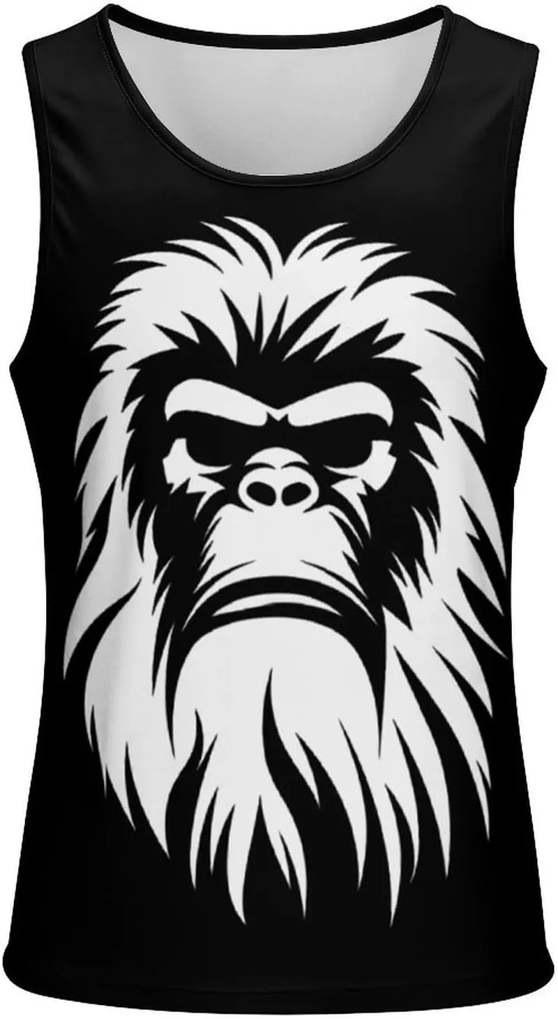Bigfoot Sasquatch Face Men's Tank Top Sleeveless T-Shirt Pullover Vest Shirts Gym Workout Beach Funny