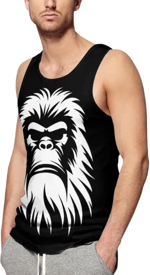 Bigfoot Sasquatch Face Men's Tank Top Sleeveless T-Shirt Pullover Vest Shirts Gym Workout Beach Funny