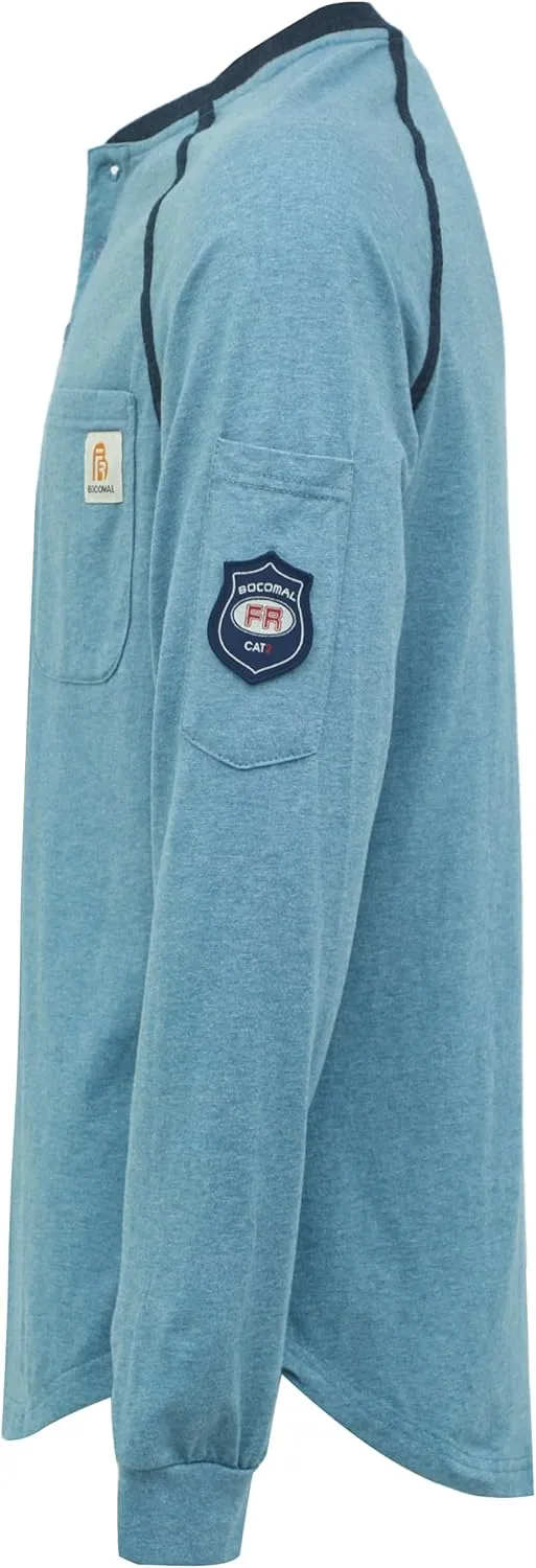 BOCOMAL FR Shirts 5.5oz Light Weight Henley and Short Sleeve Flame Resistant/Fire Retardant Clothing Shirt