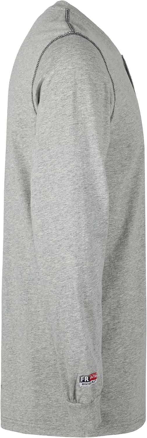 BOCOMAL FR Shirts for Men 5.5oz Lightweight Long Sleeve Work Henley Fire Resistant Shirt CAT2