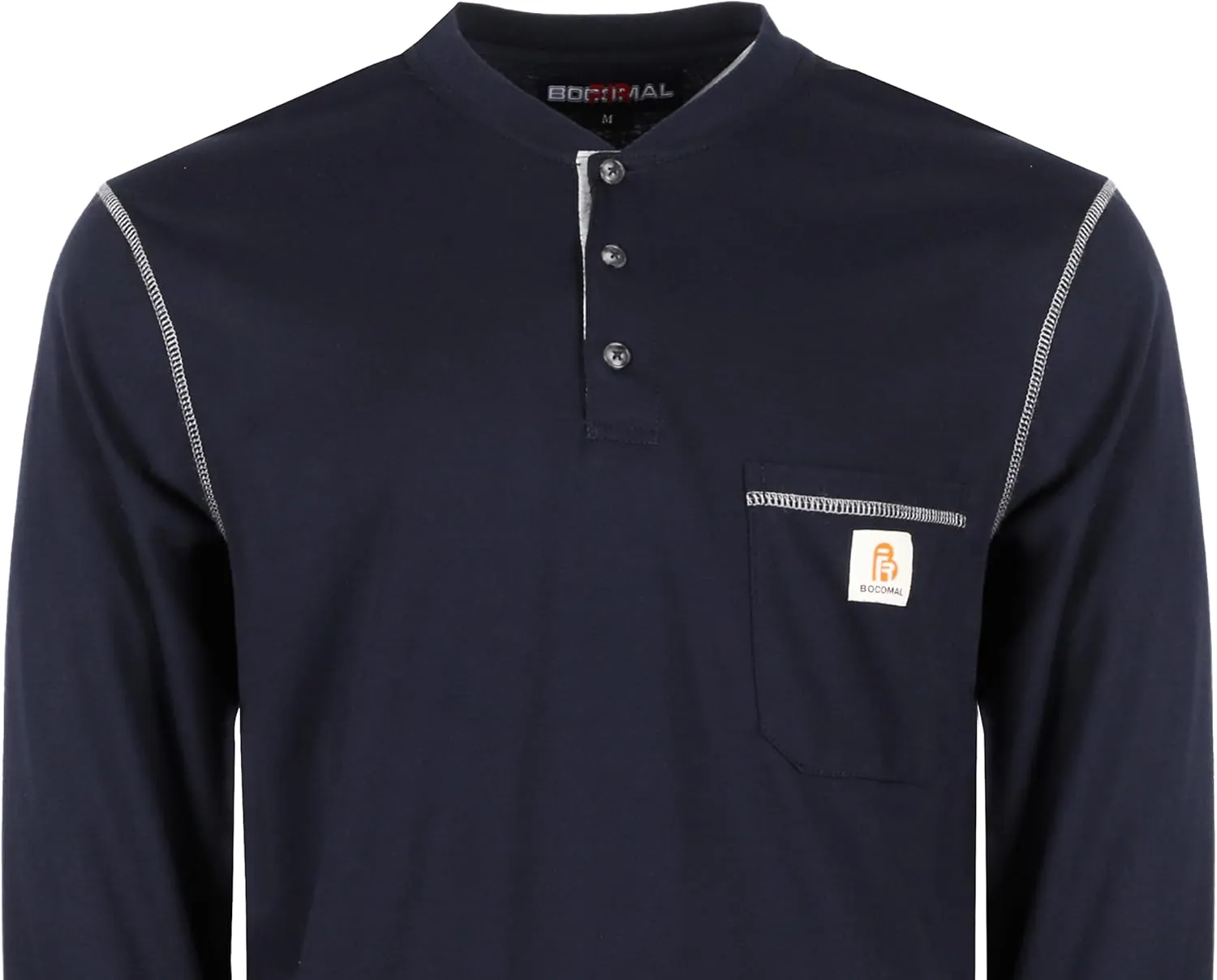 BOCOMAL FR Shirts for Men 5.5oz Lightweight Long Sleeve Work Henley Fire Resistant Shirt CAT2