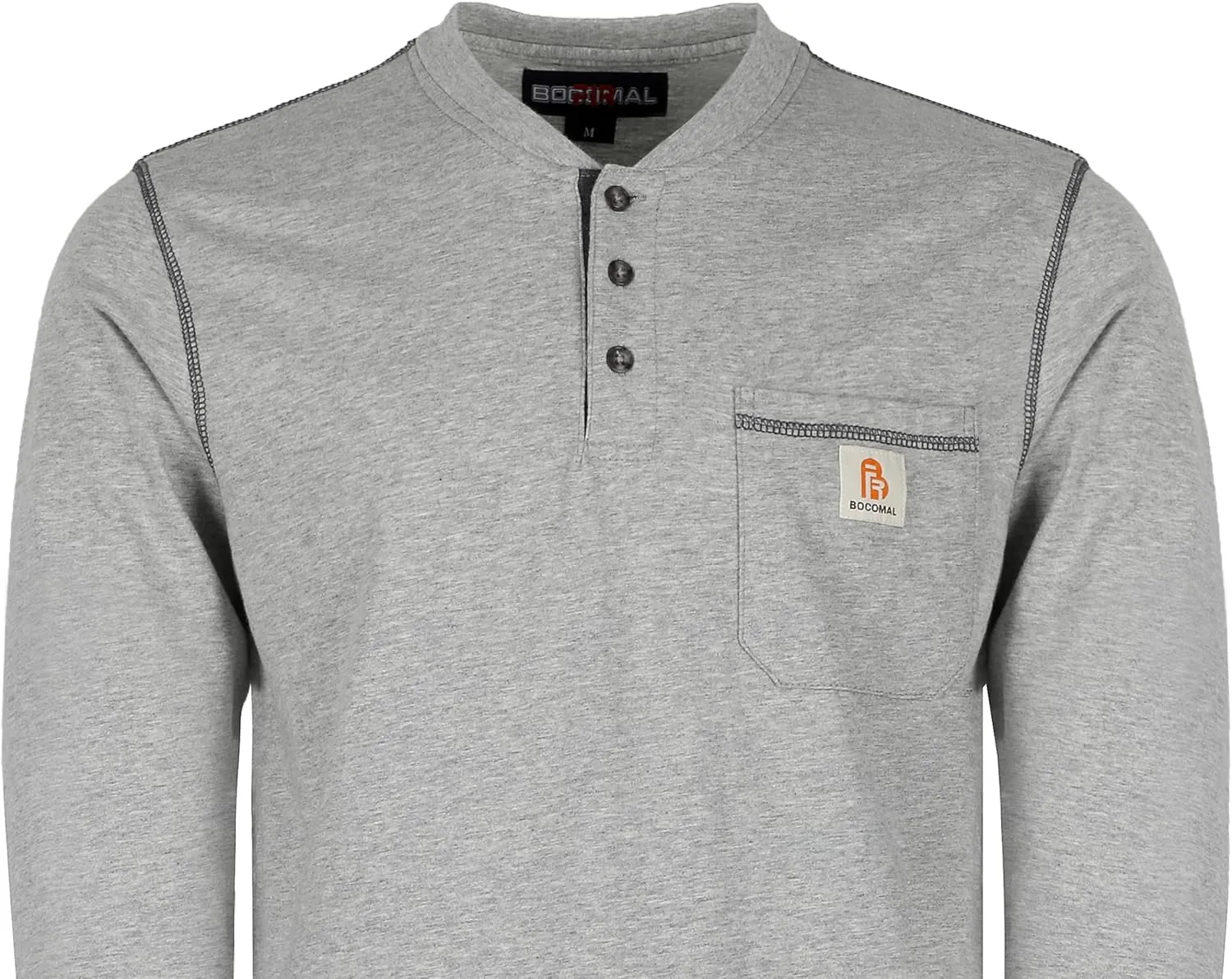 BOCOMAL FR Shirts for Men 5.5oz Lightweight Long Sleeve Work Henley Fire Resistant Shirt CAT2