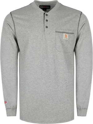 BOCOMAL FR Shirts for Men 5.5oz Lightweight Long Sleeve Work Henley Fire Resistant Shirt CAT2