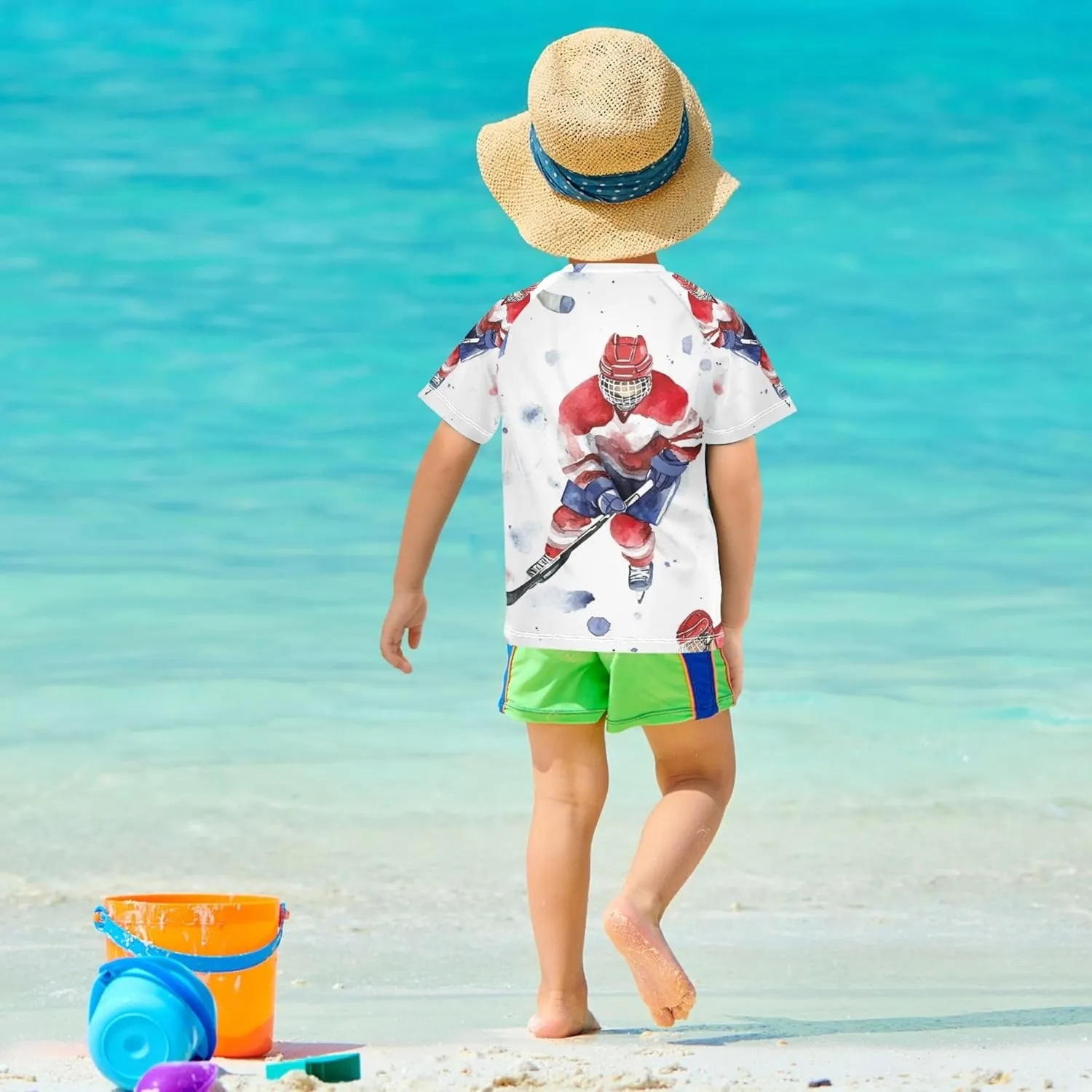 Boys Rash Guard Swim Shirts Quick Dry Short Sleeve UPF 50  Girls Rashguard Swimsuit