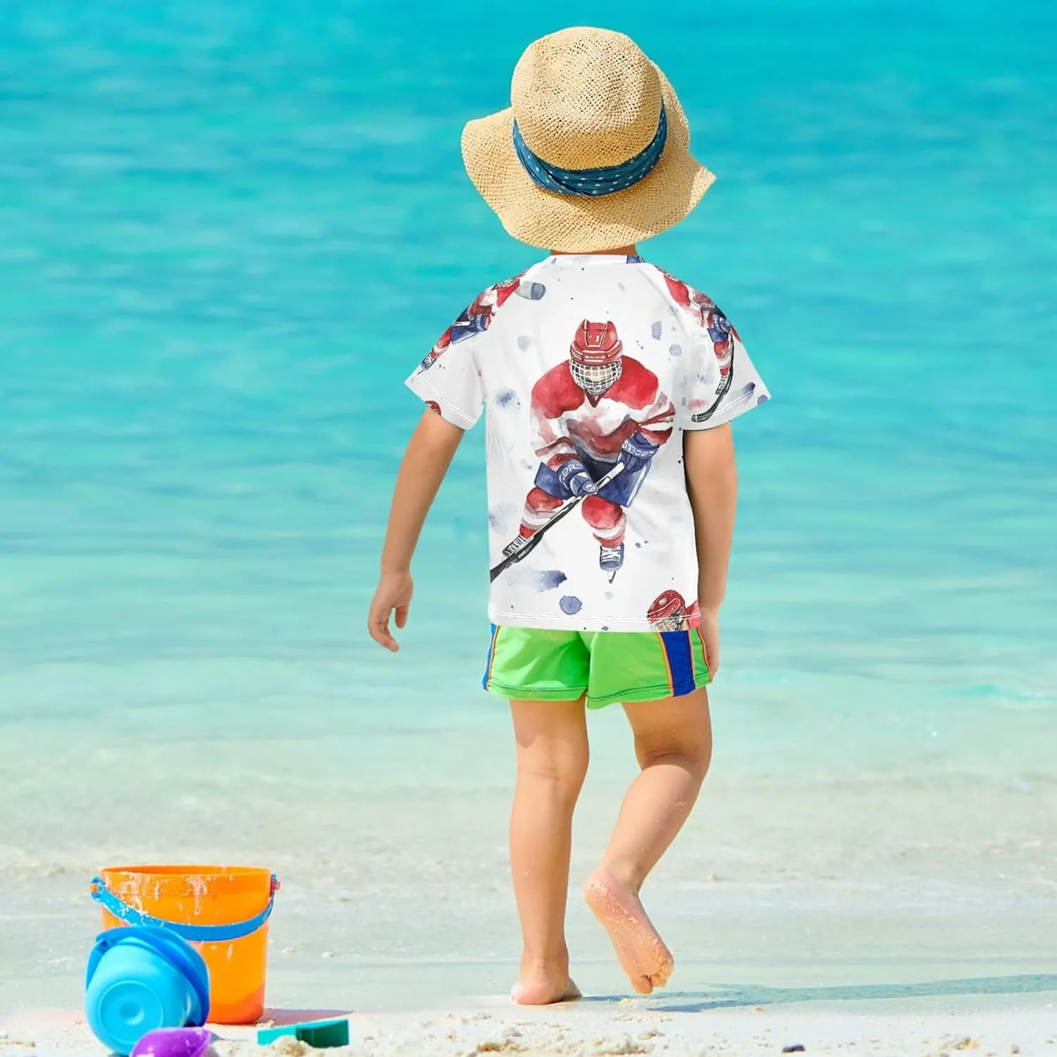 Boys Rash Guard Swim Shirts Quick Dry Short Sleeve UPF 50  Girls Rashguard Swimsuit