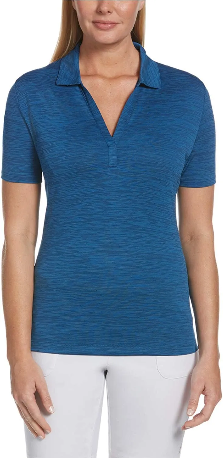 Callaway Women's Broken Stripe Golf Polo, Sun Protection, Moisture-Wicking, Lightweight, Performance Collared Shirt