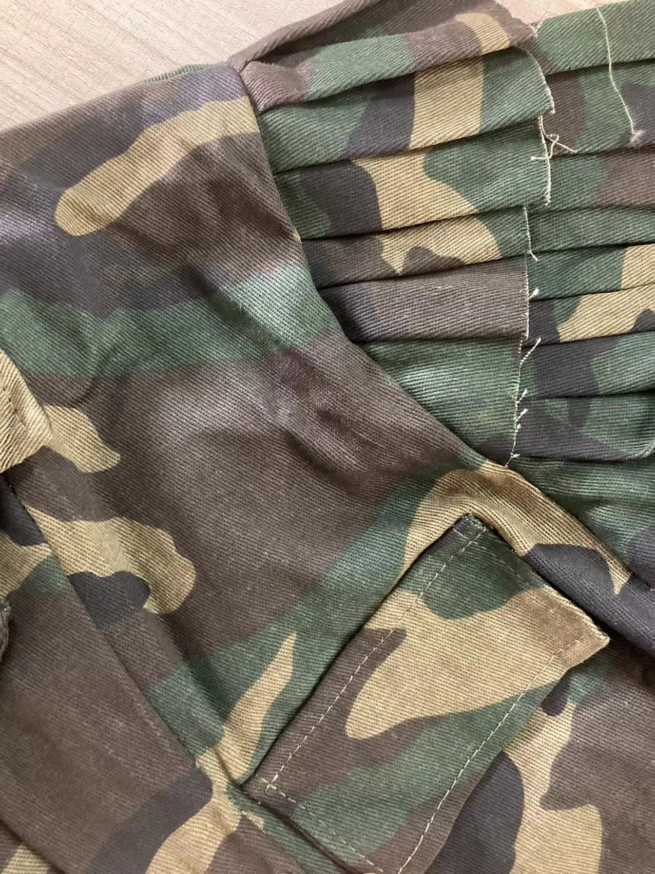 Camouflage Cascading Ruffles Flare Sleeve Button Up Jacket