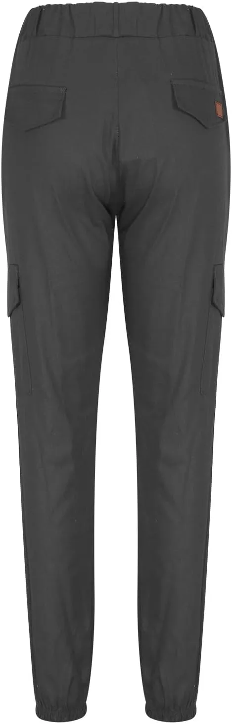 Cargo Pants for Men Regular Fit Drawstring Slacks Tapered Cotton Elastic Waist Multi Pockets Solid Sweatpants