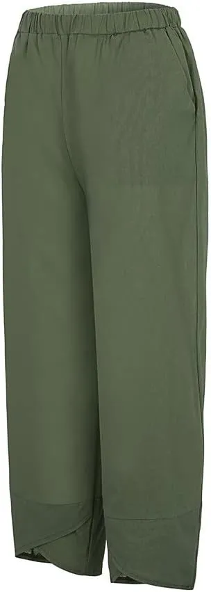 Ceboyel Women Bohemian Linen Harem Pants High Waist Flowy Vintage Trousers Boho Baggy Pants Summer Casual Outfits 2023