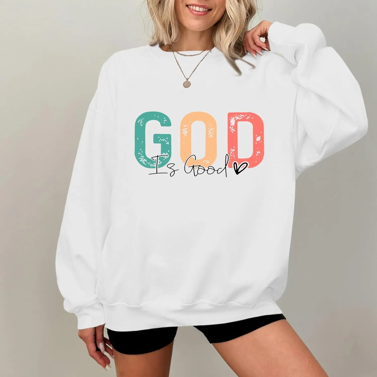 Christian God Is Good Sweatshirt for Women Oversized Religious Jesus Faith Shirts Inspirational Bible Verse Pullover