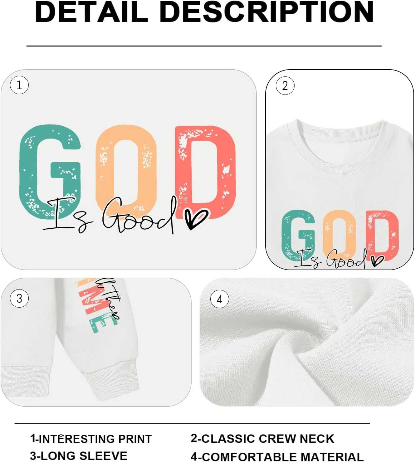 Christian God Is Good Sweatshirt for Women Oversized Religious Jesus Faith Shirts Inspirational Bible Verse Pullover