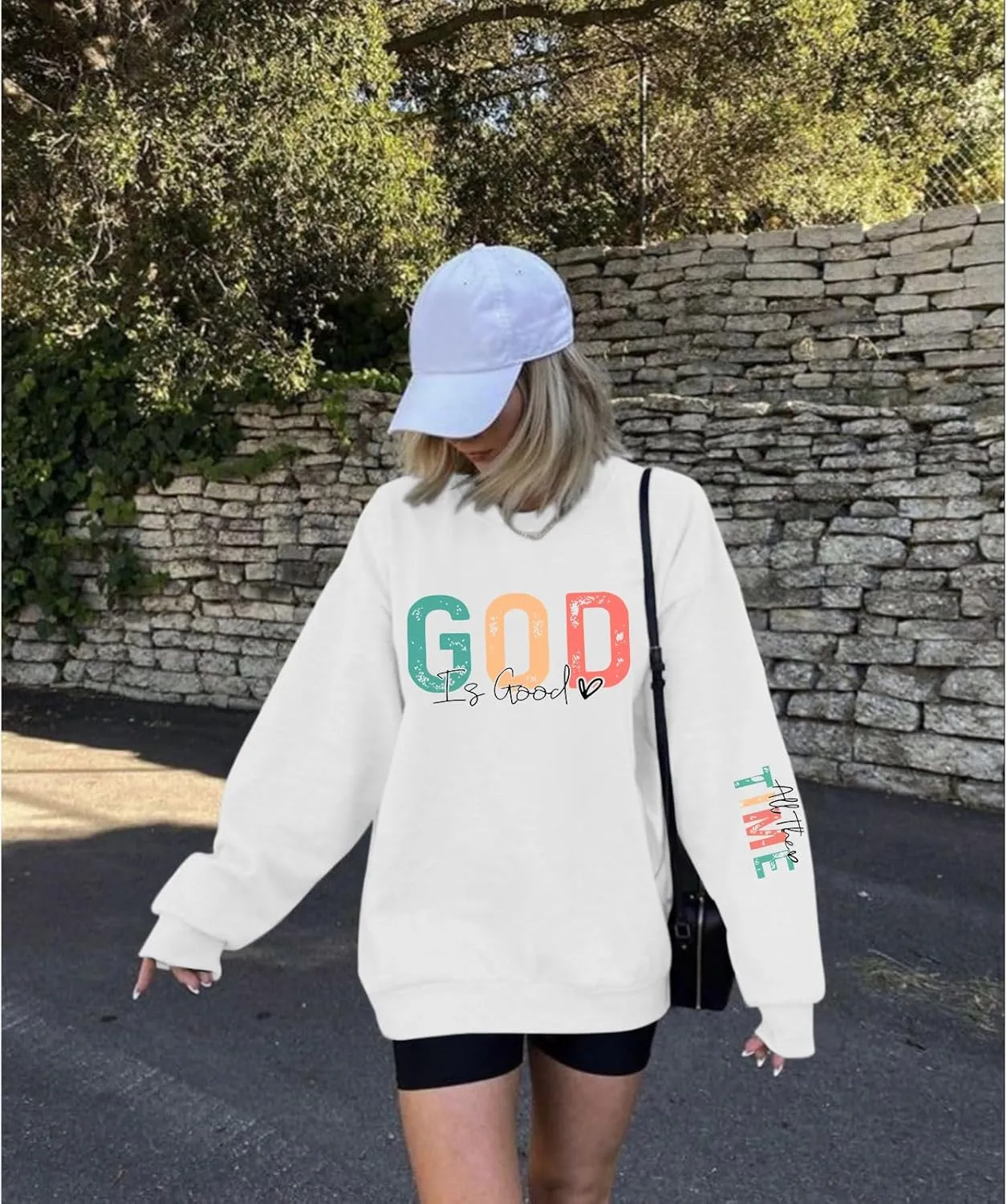 Christian God Is Good Sweatshirt for Women Oversized Religious Jesus Faith Shirts Inspirational Bible Verse Pullover