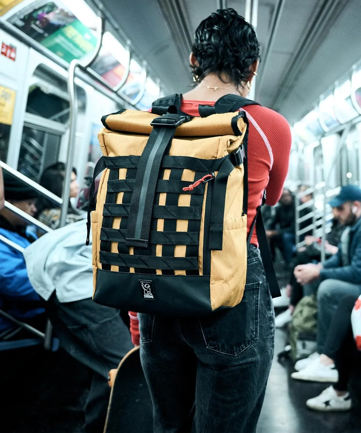 Chrome Industries Barrage 18L Amber X Roll-Top Backpack  Water Resistant Bag for Work, School, Travel  Features Cargo Net & Laptop Pocket