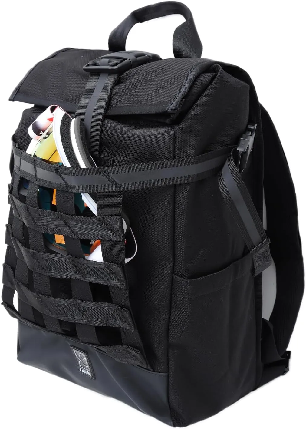 Chrome Industries Barrage 18L Black Roll-Top Backpack  Water Resistant Bag for Work, School, Travel  Features Cargo Net & Laptop Pocket