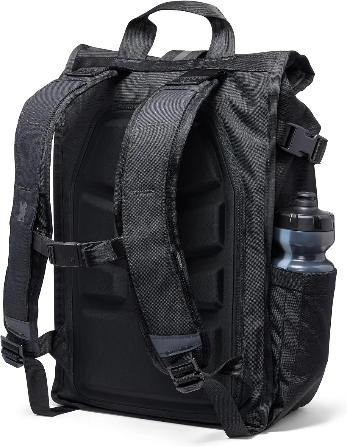 Chrome Industries Barrage 18L Black Roll-Top Backpack  Water Resistant Bag for Work, School, Travel  Features Cargo Net & Laptop Pocket