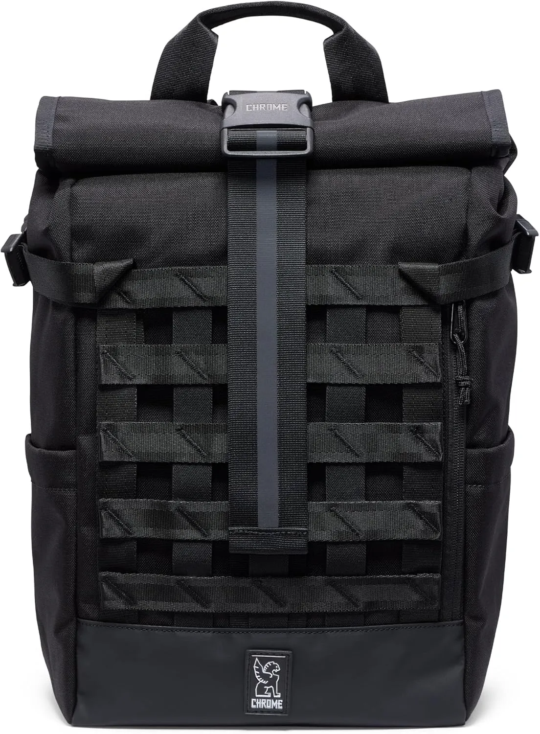Chrome Industries Barrage 18L Black Roll-Top Backpack  Water Resistant Bag for Work, School, Travel  Features Cargo Net & Laptop Pocket