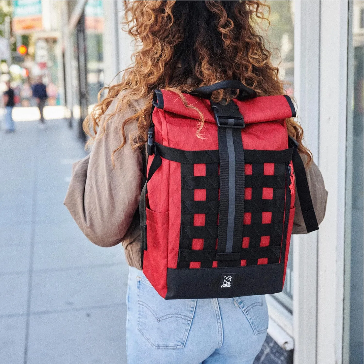Chrome Industries Barrage 18L Castlerock Twill Roll-Top Backpack  Water Resistant Bag for Work, School, Travel  Features Cargo Net & Laptop Pocket