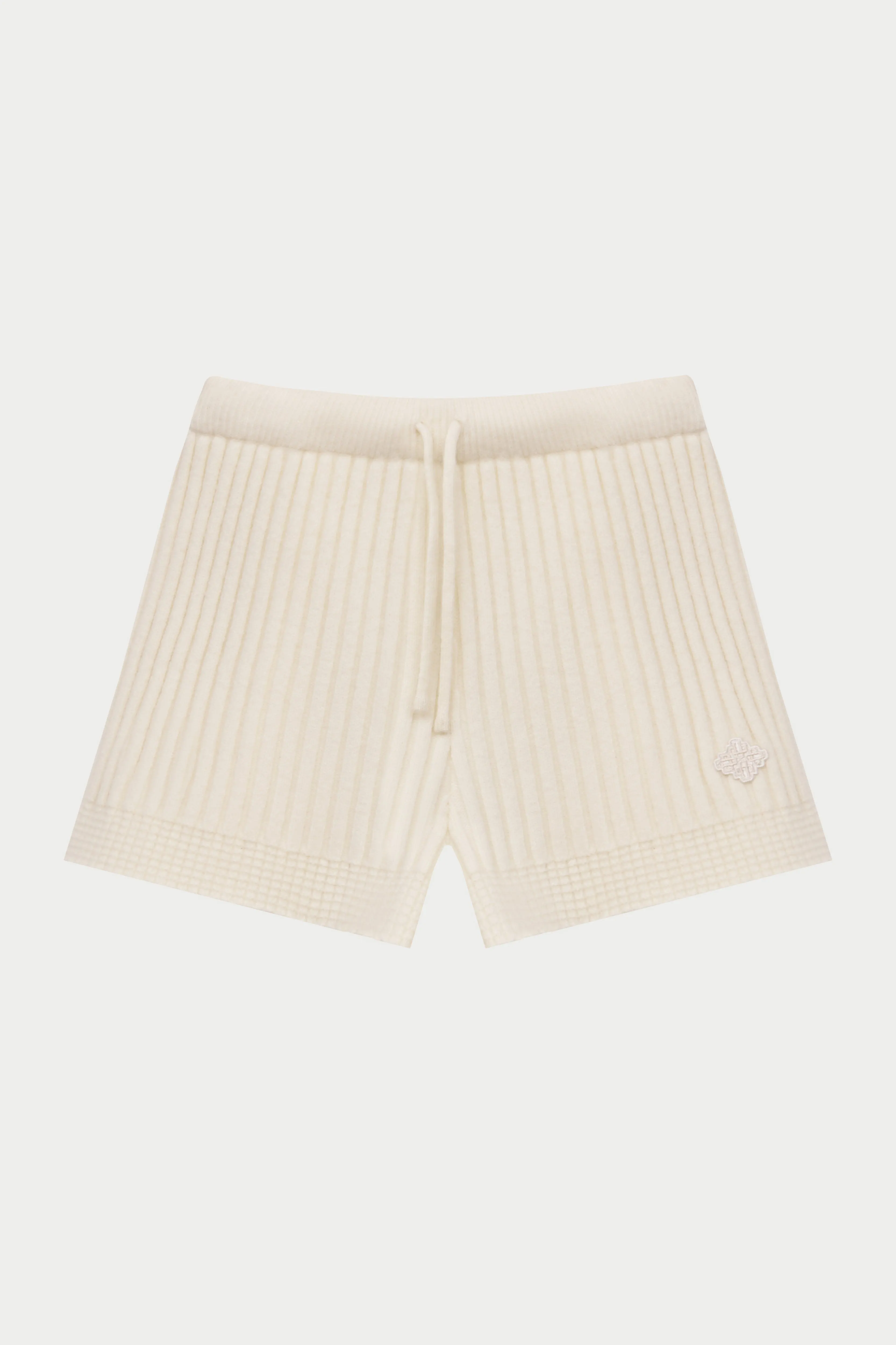CONTRAST KNIT MINI SHORTS - ECRU