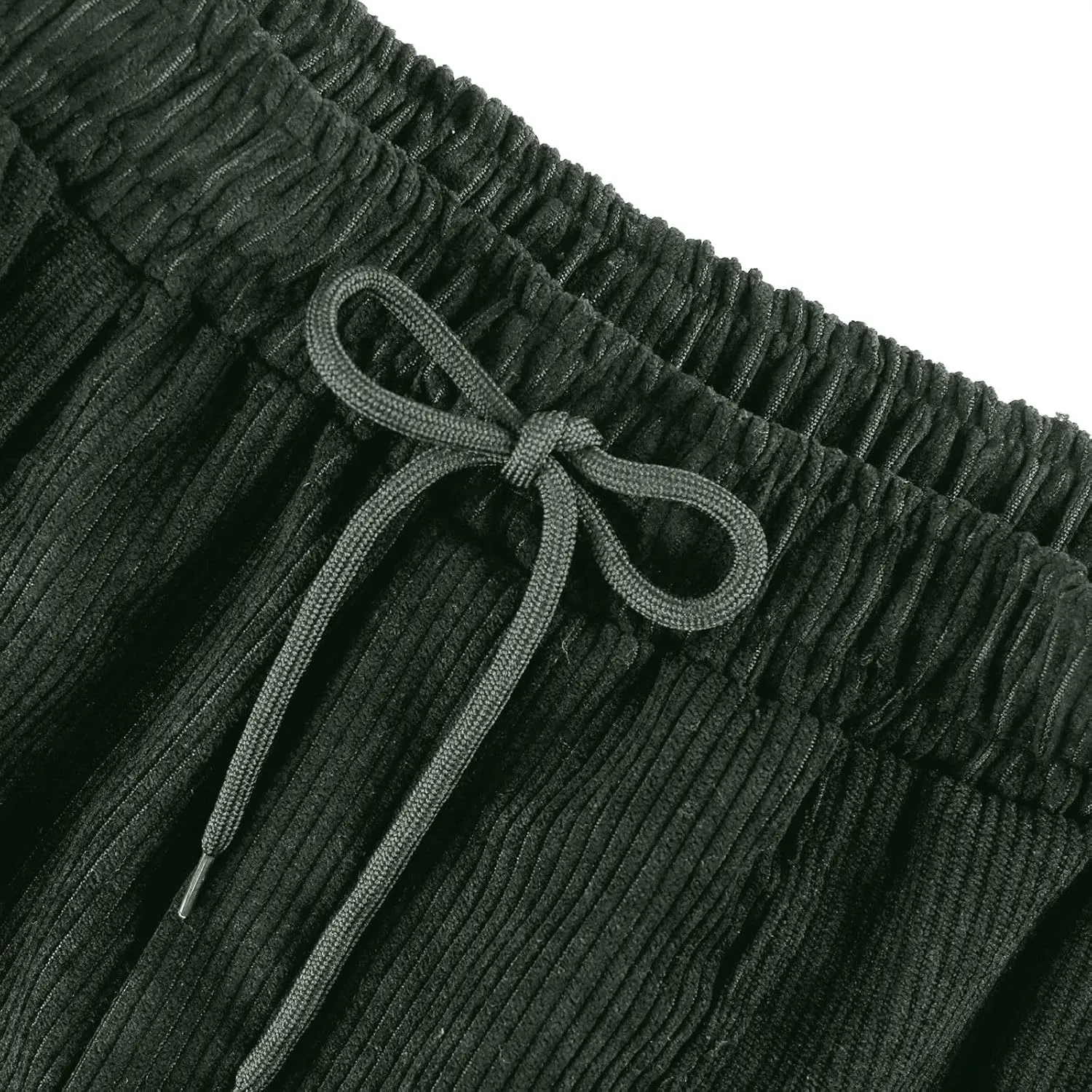 Corduroy Pants Women High Waisted Drawstring Casual Straight Leg Pants Loose Comfy Lounge Pants Trousers with Pockets