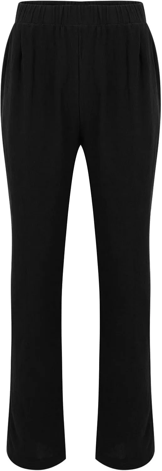 Cotton Linen Cargo Pants for Mens Elastic Waistband Lightweight Sweatpants with Pockets Summer Solid Regular Fit Activewears