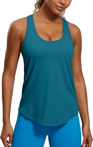 CRZ YOGA Womens Pima Cotton Racerback Workout Tank Tops Scoop Neck Athletic Loose Sleeveless Shirts