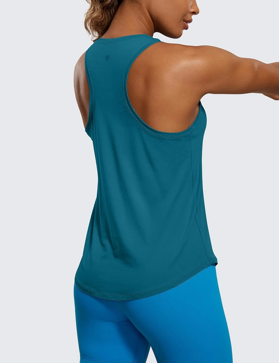 CRZ YOGA Womens Pima Cotton Racerback Workout Tank Tops Scoop Neck Athletic Loose Sleeveless Shirts