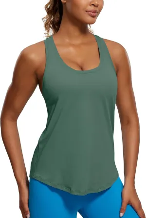 CRZ YOGA Womens Pima Cotton Racerback Workout Tank Tops Scoop Neck Athletic Loose Sleeveless Shirts