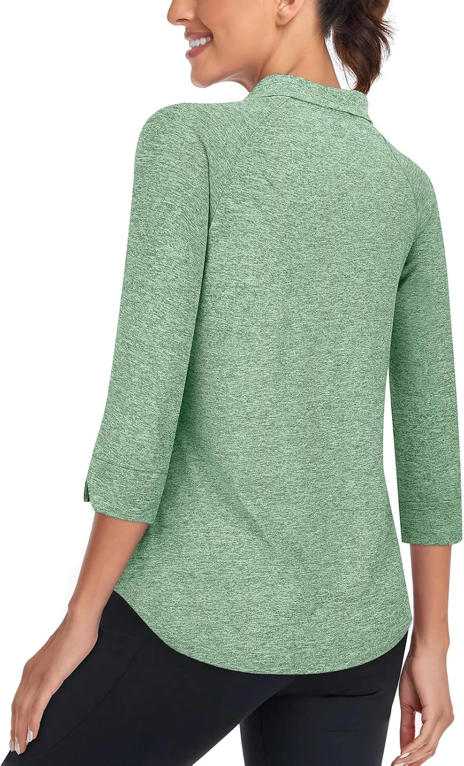 Cucuchy Style Womens Golf Shirt 3/4 Sleeve Quarter Zip Workout Tennis Tops Quick Dry UPF 50  Shirts