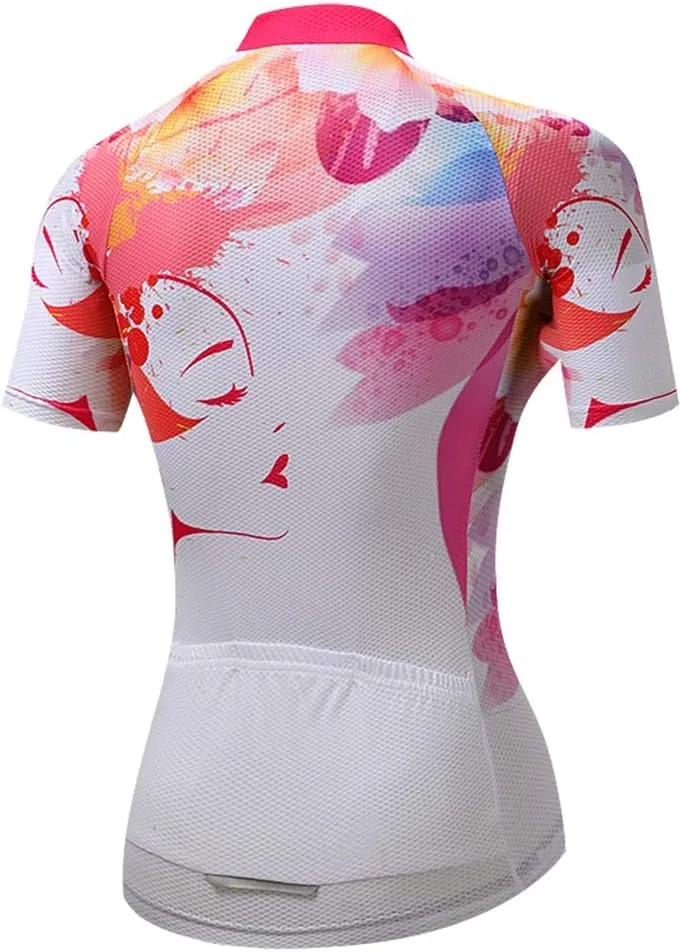 Cycling Jersey Women, Short Sleeve Bike Shirts Summer Road Bicycle Clothes Female Biking Tops Qiuck Dry S-3XL